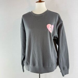 WILD FOX NWT Charcoal Pink Broken Heart Graphic Crewneck Sweatshirt